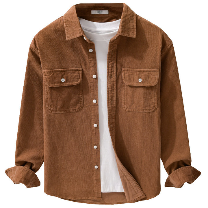 Herren Cord-Overshirt im Relaxed-Fit mit aufgesetzten Brustklappen und weichem Griff Echoarchiv