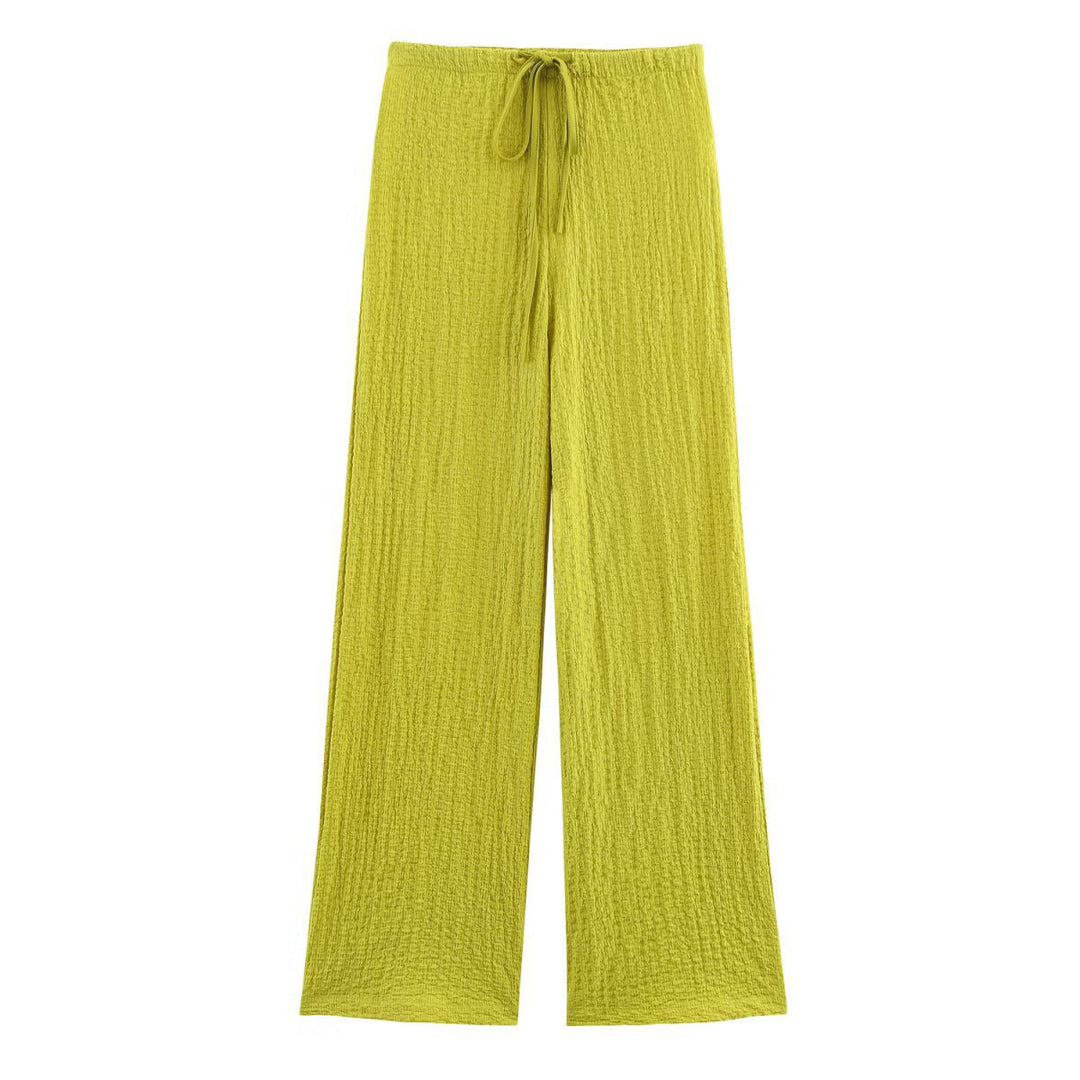 Damen nan leichte Crinkle-Loungebuxe mit weitem Bein und Tunnelzug Echo Archiv