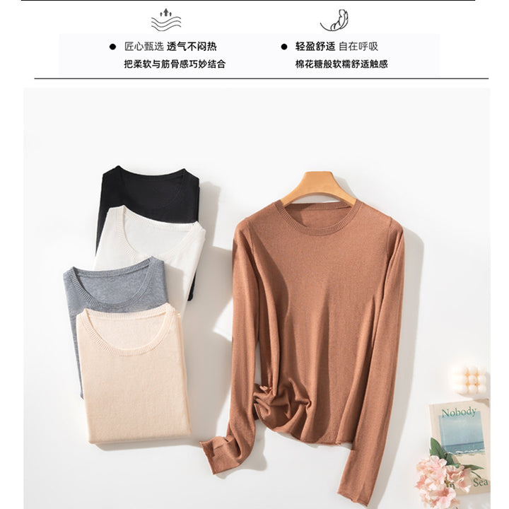Damen Leichtes Feinstrick-Basicshirt mit extraweichem Fall und feinem Rippkragen Echo Archiv