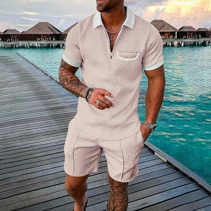 Herren Kurzarm-Muster Polo und Shorts Set Echoarchiv