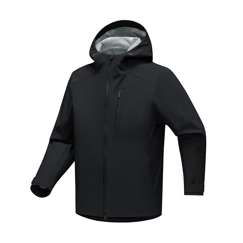 Herren Technische Softshell‑Regenjacke mit wasserdichter Membran, verschweißten Nähten & Kapuze Echoarchiv