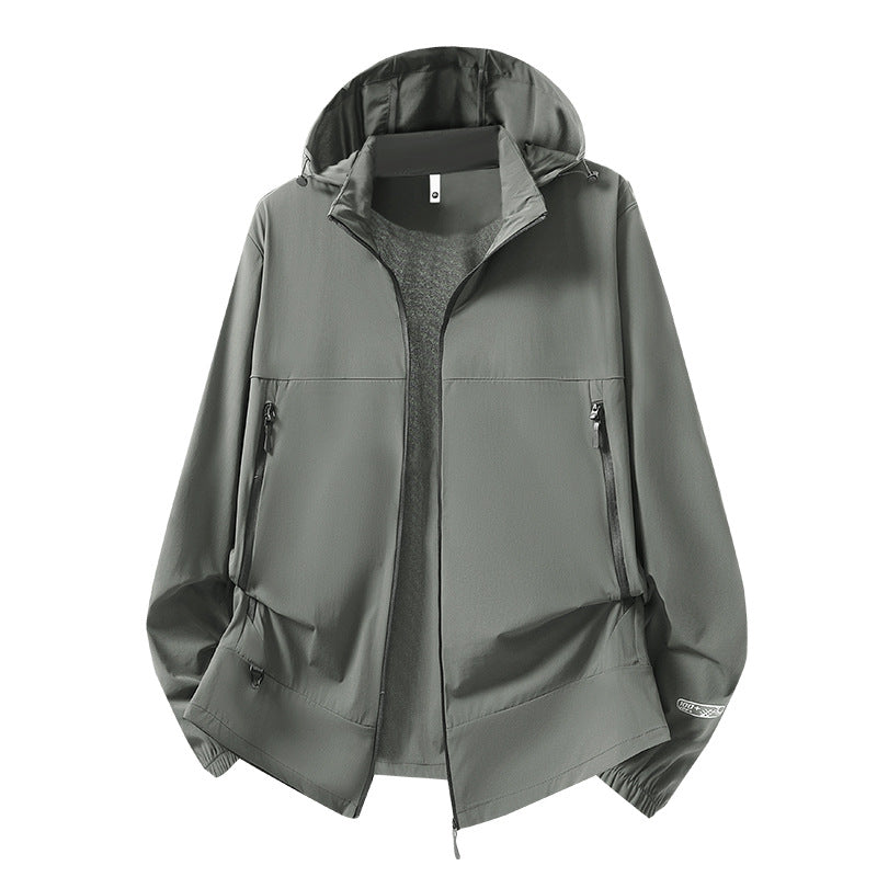 Herren Leichte Softshell-Übergangsjacke mit Kapuze, wind- und wasserabweisender Hülle & verstellbarem Kordelsaum Echoarchiv