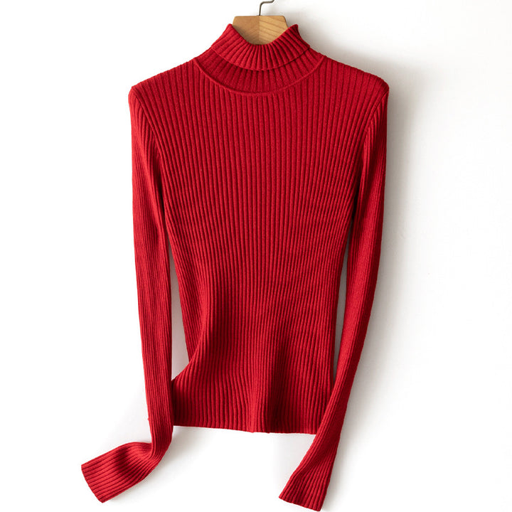 Damen Figurnaher Feiner Rippstrick-Rollkragenpullover mit Stretch-Finish Echoarchiv