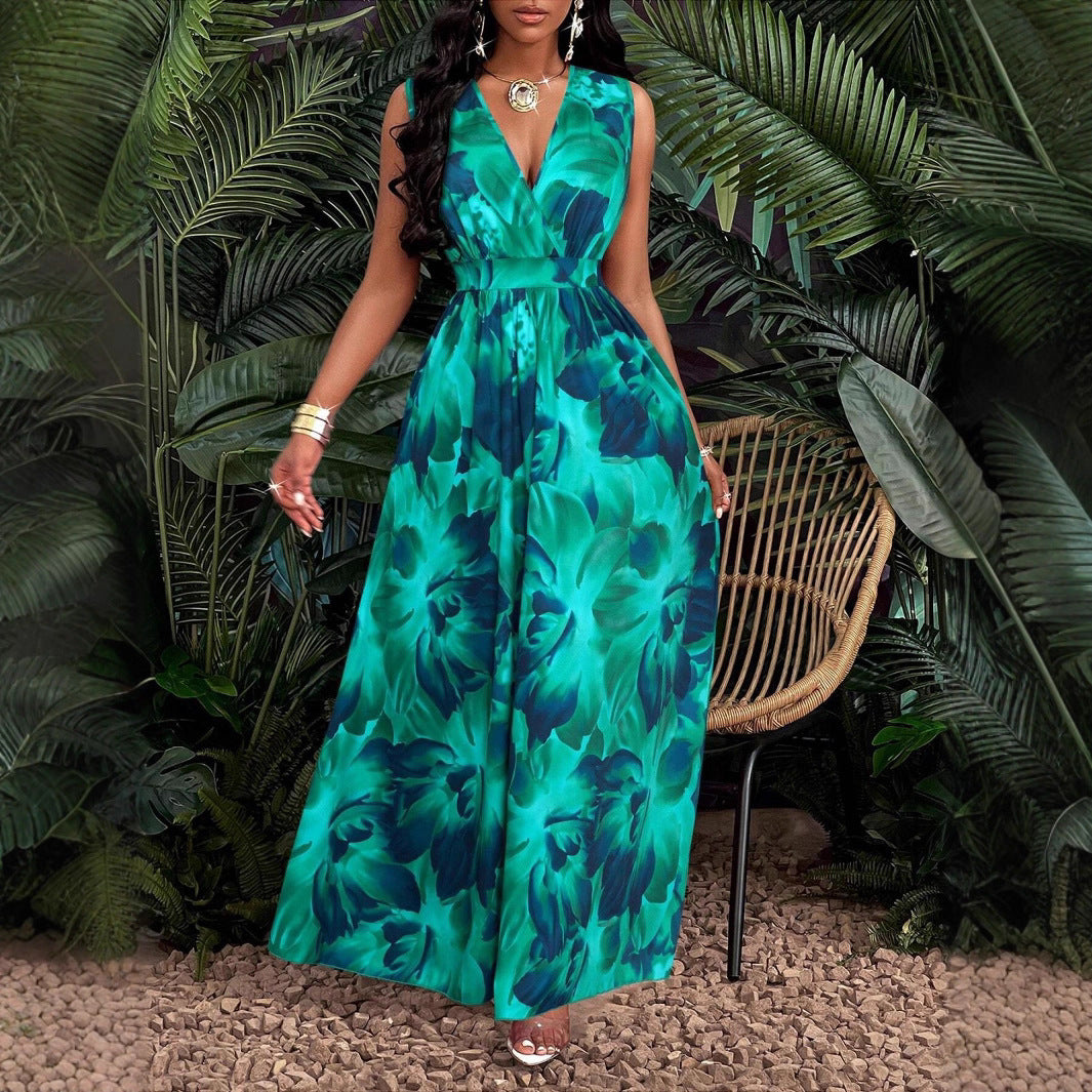 Damen Maxi-Kleid mit elegantem V-Ausschnitt Echo Archiv
