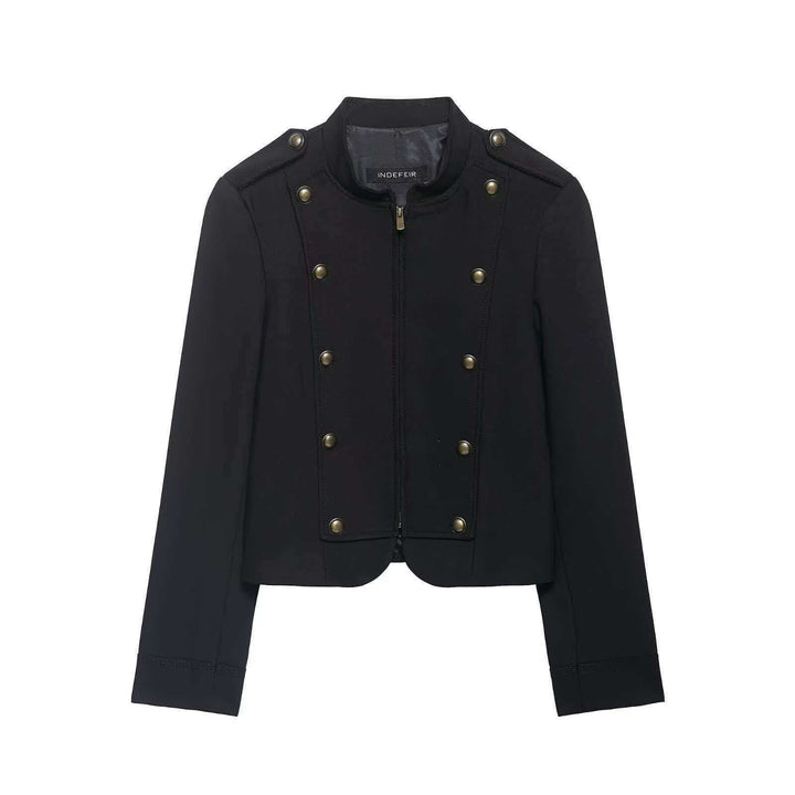 Damen nan kurz geschnittene Militärjacke mit Stehkragen und dekorativen Zierknöpfen Echo Archiv