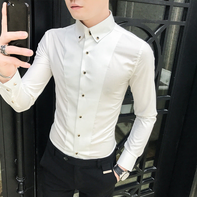 Herren Elegantes Langarmhemd mit feinen Knopfdetails Echoarchiv