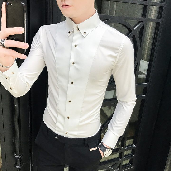 Herren Elegantes Langarmhemd mit feinen Knopfdetails Echoarchiv