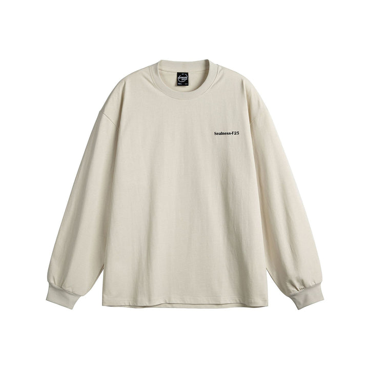Unisex Oversize-Longsleeve mit dropped shoulder, gerippten Bündchen und minimalistischer Bruststickerei Echoarchiv