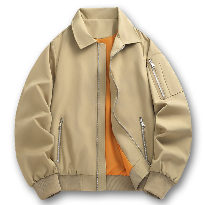 Herren Leichter Twill-Bomber mit kontrastierendem Futter, Reißverschlusstaschen und Ärmeltasche Echo Archiv