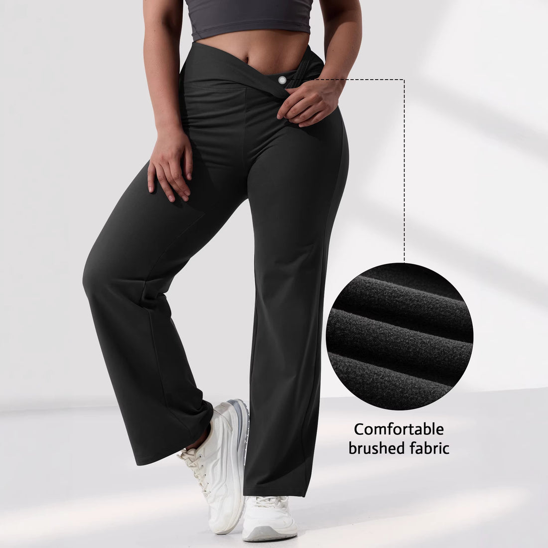 Damen High-Waist Bootcut-Yogahose mit formender Rückenpasse und weitem Bein – Avélisse