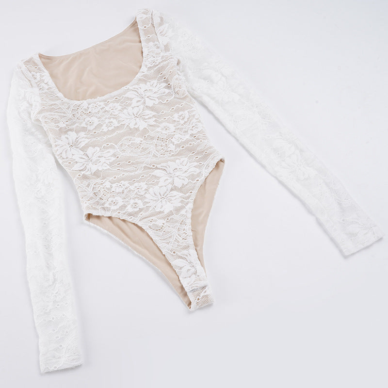 Damen Elegantes Spitzenshirt mit langen Ärmeln und romantischen Details Echo Archiv