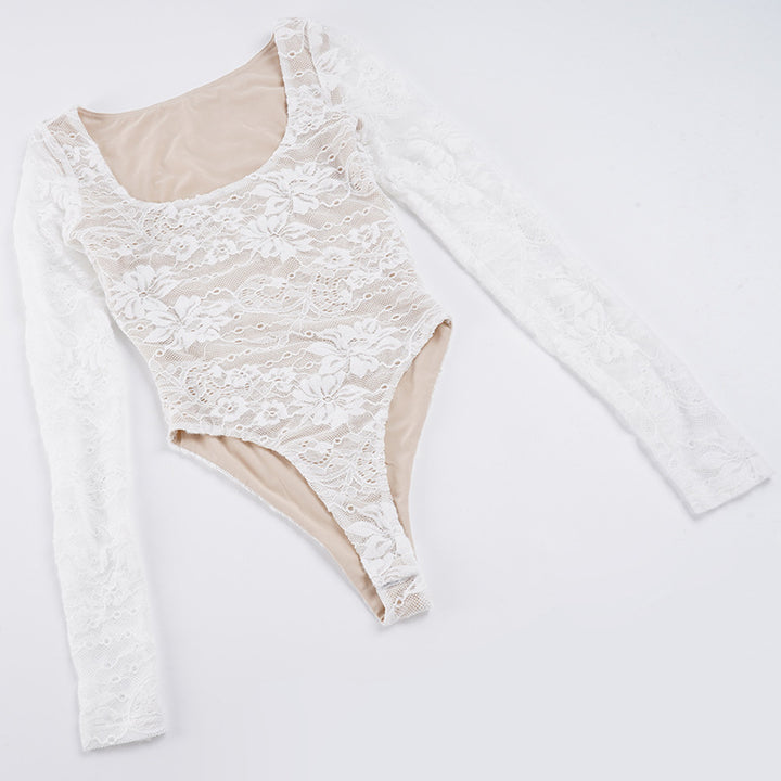Damen Elegantes Spitzenshirt mit langen Ärmeln und romantischen Details Echo Archiv