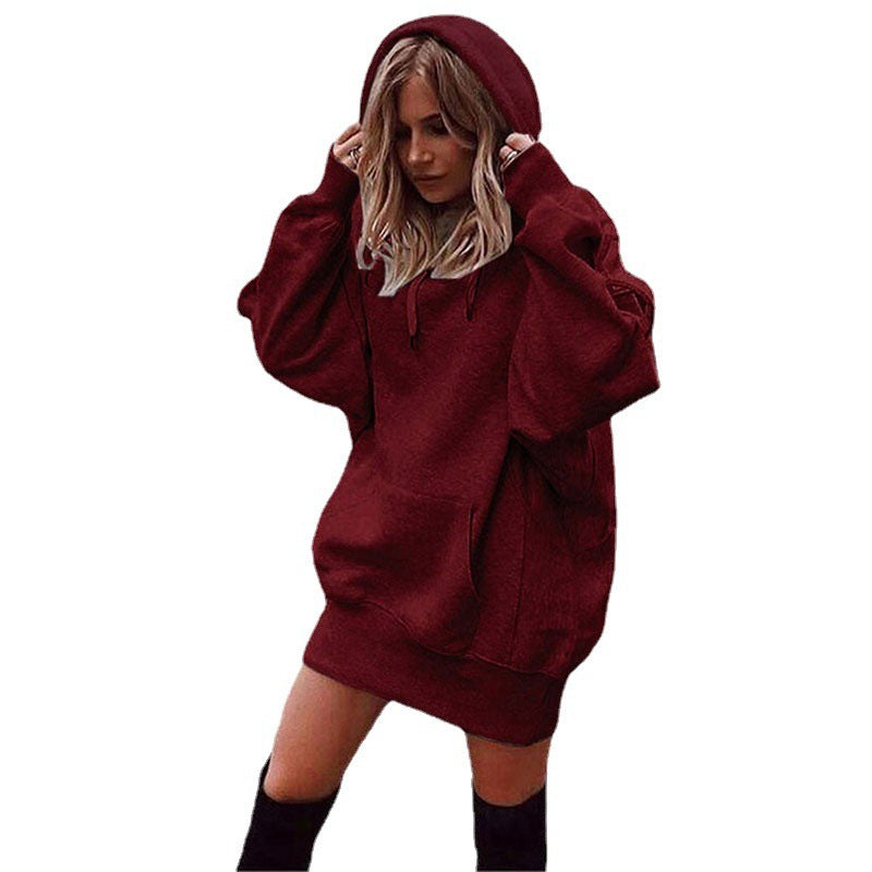 Damen Oversize Kapuzenkleid mit Kängurutasche Echoarchiv
