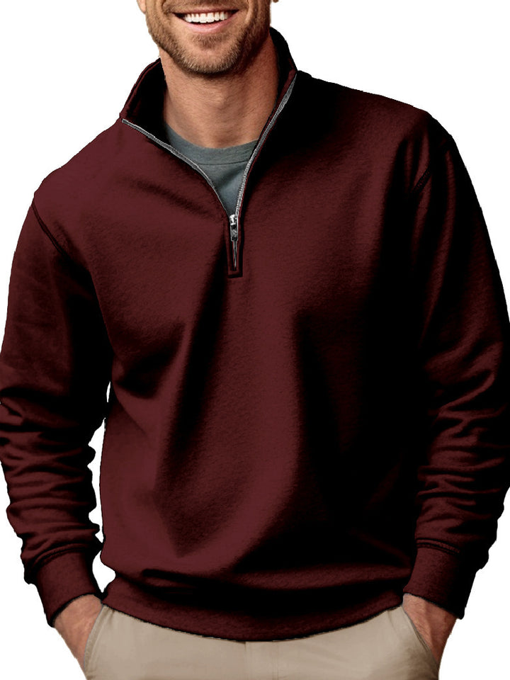 Herren Halbzip-Sweatshirt mit Stehkragen und weichem Fleece-Innenfutter – Cavarno