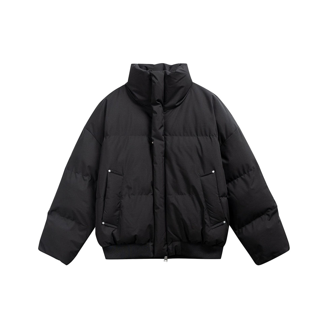 Damen Kurze wattierte Steppjacke im Boxy‑Cut mit hohem Stehkragen und Rippenbund Echoarchiv