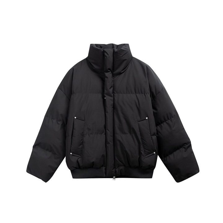 Damen Kurze wattierte Steppjacke im Boxy‑Cut mit hohem Stehkragen und Rippenbund Echoarchiv