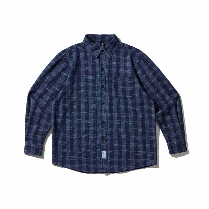 Herren Karo-Denim Hemdjacke mit abgerundetem Saum Echoarchiv
