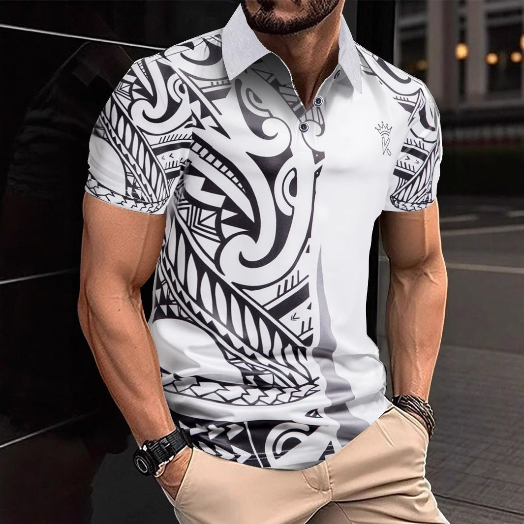 Herren Poloshirt mit modernem tribal Design und atmungsaktiver Funktionalität Echoarchiv