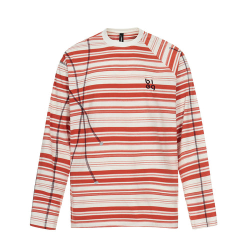 Unisex Gestreiftes Langarmshirt mit kontrastierenden Ziernähten Echoarchiv