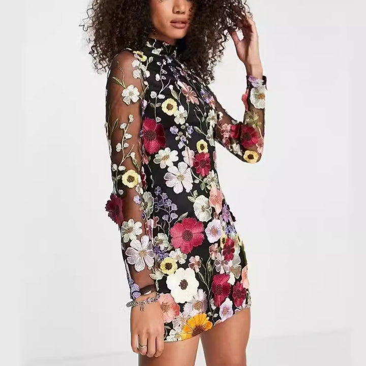 Damen Gesticktes Blumenkleid Echo Archiv