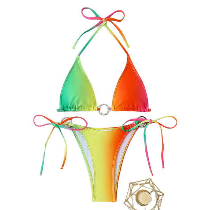 Damen Triangel-Bikini-Set mit glänzendem Ring-Detail Echo Archiv