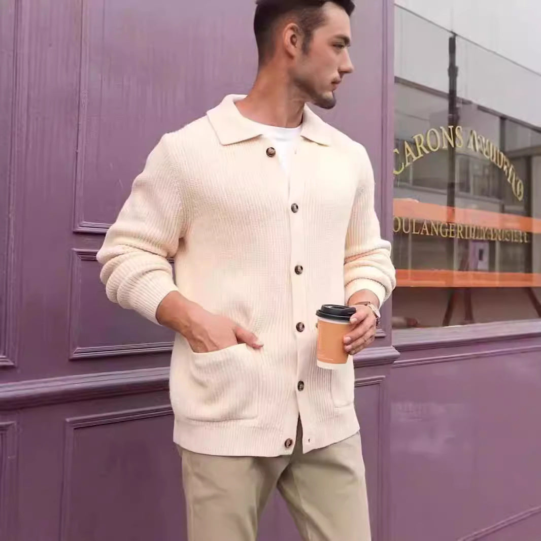 Herren Strickjacke mit großflächiger Rippstruktur und praktischen Taschen Echoarchiv