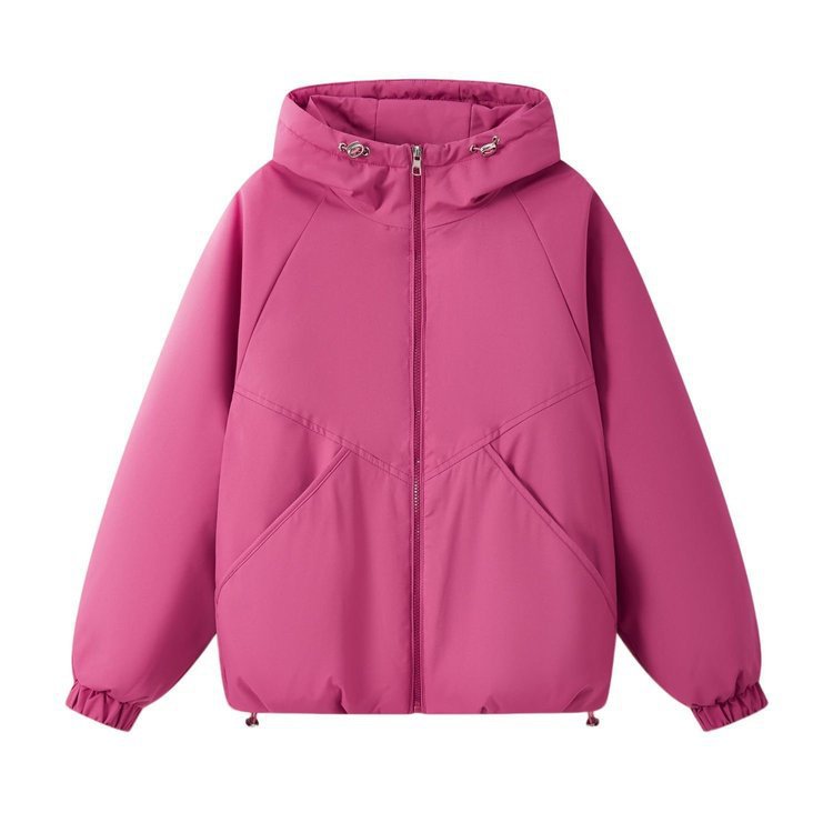 Damen Leicht wattierte Kapuzenjacke mit Raglanärmeln, elastischen Bündchen und verstellbarem Saum – Célinea