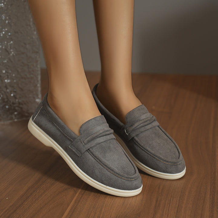 Damen Slip-On-Loafer aus Veloursimitat mit gepolstertem Fußbett Echo Archiv