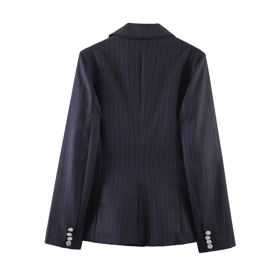 Damen Nadelstreifen-Blazer mit Taillierungsnähten und Ein-Knopf-Verschluss Echo Archiv
