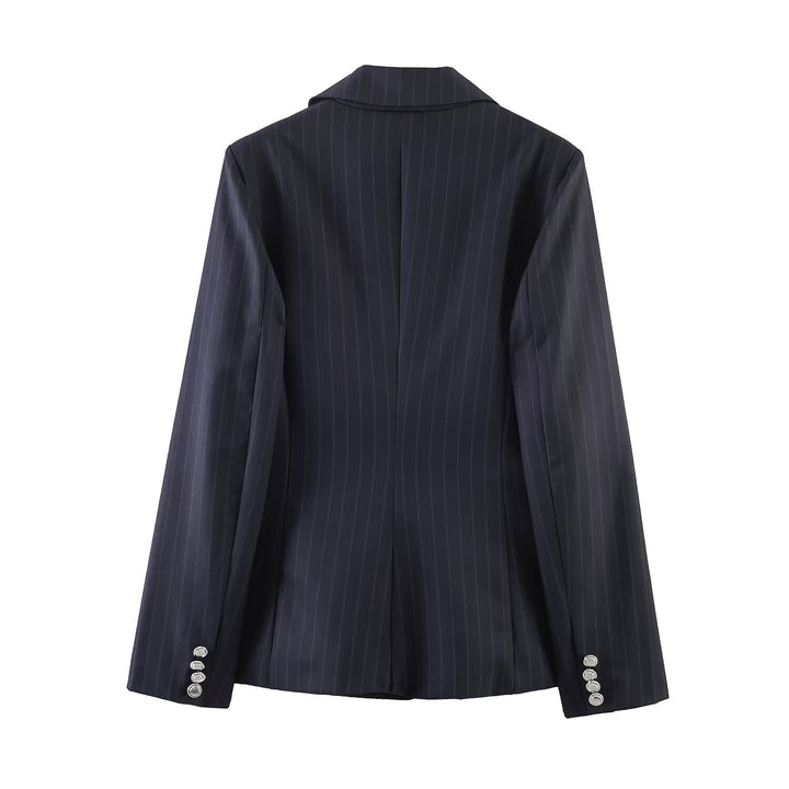 Damen Nadelstreifen-Blazer mit Taillierungsnähten und Ein-Knopf-Verschluss Echo Archiv