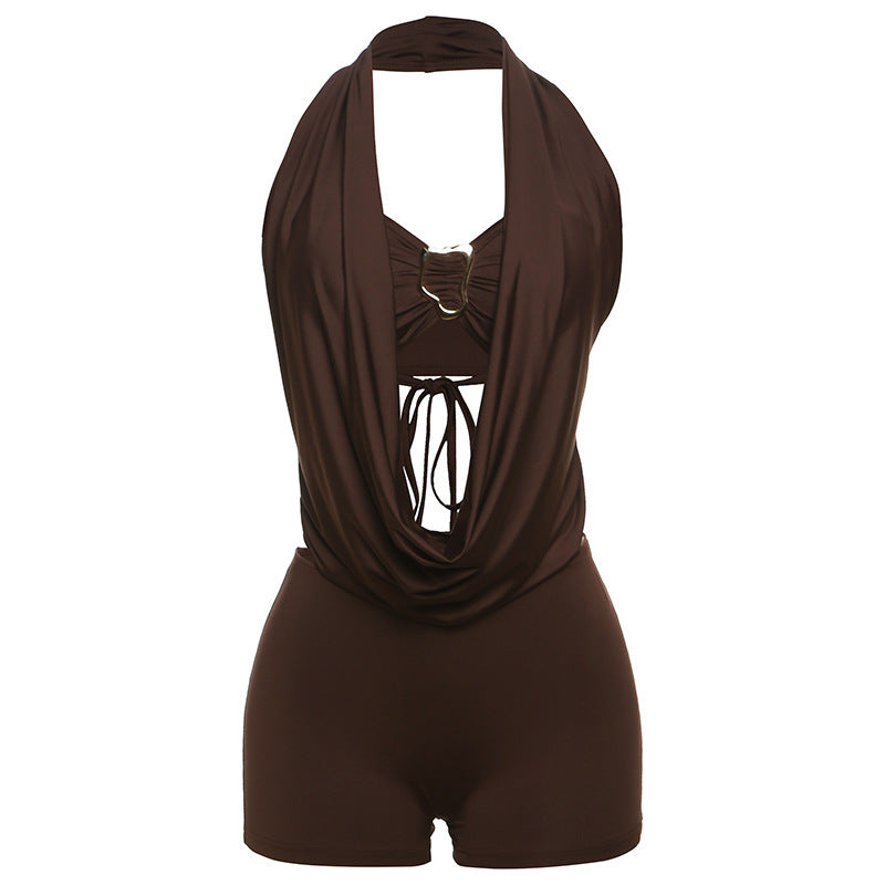 Damen Leopardenmuster Halterneck Overall Echo Archiv