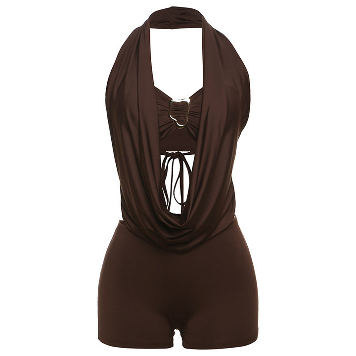 Damen Leopardenmuster Halterneck Overall Echo Archiv