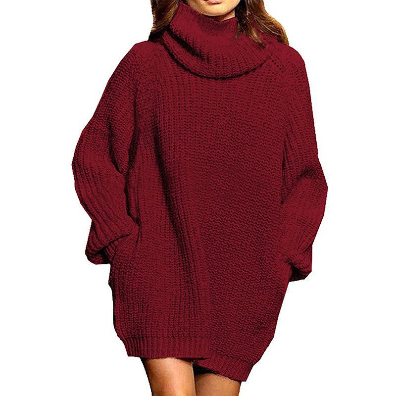 Damen Oversized Strickpullover mit hohem Kragen Echoarchiv