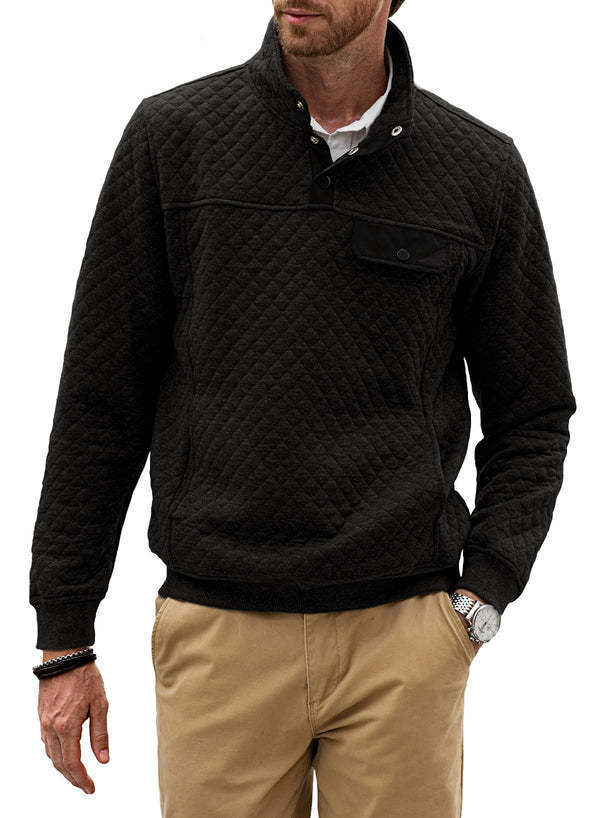 Herren Stepp-Pullover mit modernem Kragen und Brusttasche Echoarchiv