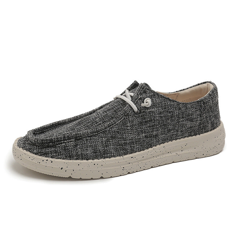 Herren Legerer Canvas-Mokassin-Slipper mit geflochtener Schnürung und gefleckter EVA-Sohle Echoarchiv
