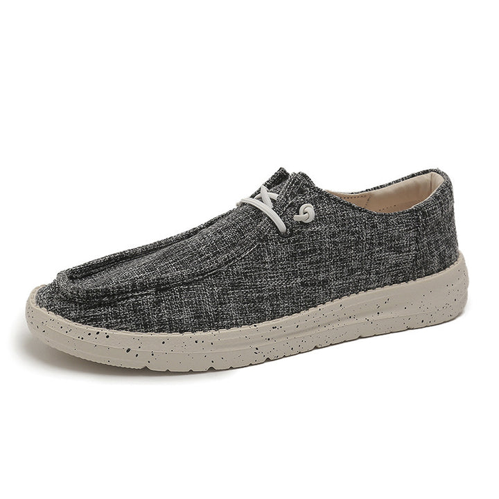 Herren Legerer Canvas-Mokassin-Slipper mit geflochtener Schnürung und gefleckter EVA-Sohle Echoarchiv