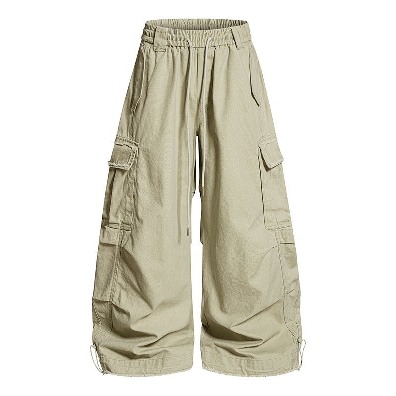 Damen Weite Cargo-Hose mit elastischem Bund, Cargo-Taschen und verstellbarem Saum Echoarchiv