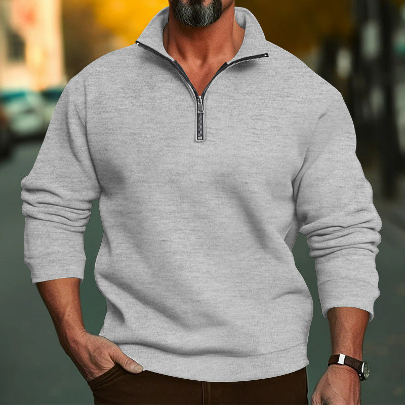 Herren Sweatshirt mit halblangem Reißverschluss und weichem Innenfutter – Marzano