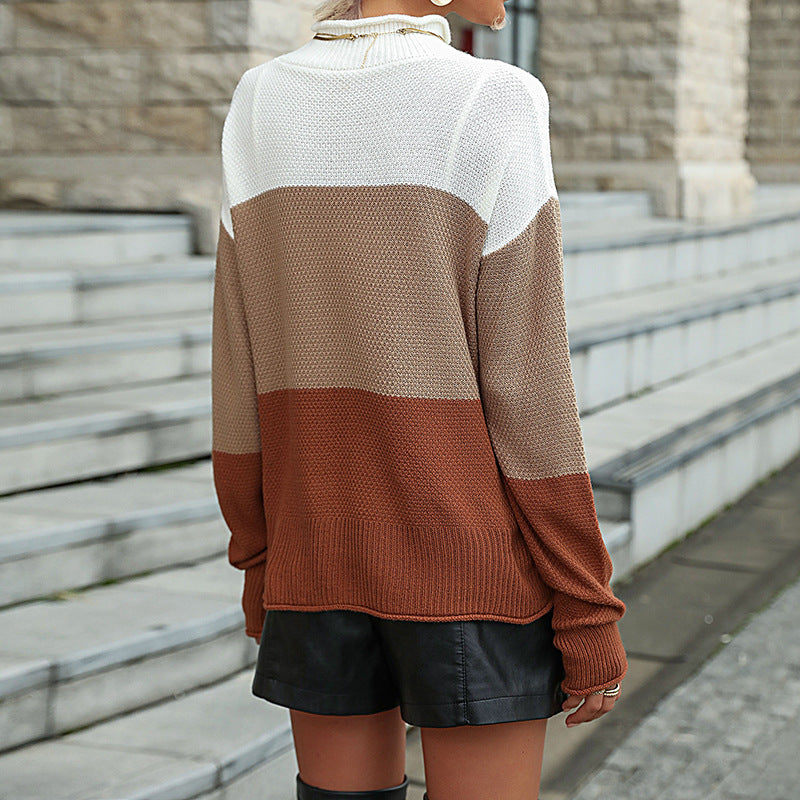 Damen Oversize Strickpullover mit hohem Rollkragen und strukturiertem Waffelstrick Echoarchiv