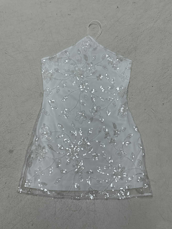 Damen glitzerndes Abendkleid mit floralem Stickdesign Echo Archiv
