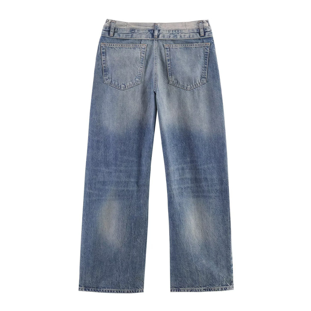 Damen Weitgeschnittene Destroyed-Jeans mit tiefer Leibhöhe und geradem Bein Echoarchiv