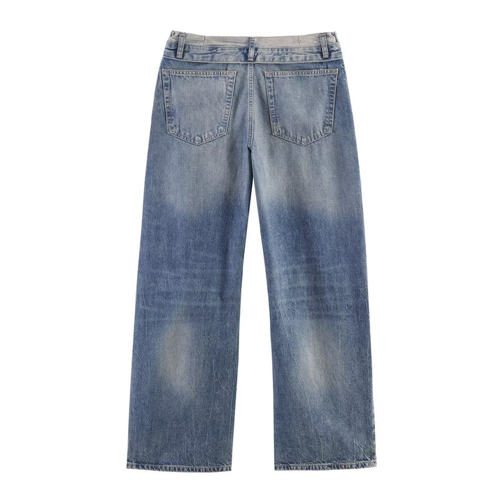 Damen Weitgeschnittene Destroyed-Jeans mit tiefer Leibhöhe und geradem Bein Echoarchiv