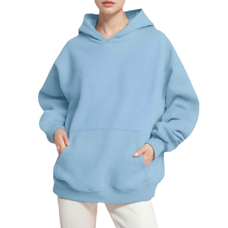 Damen nan lockerer Kapuzenpullover aus French Terry mit tiefer Schulterpassform und Kängurutasche Echo Archiv