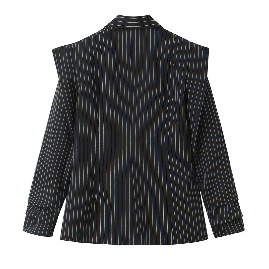 Damen Zweireihiger Oversize-Blazer mit markanten Schulterpolstern und Nadelstreifen Echo Archiv