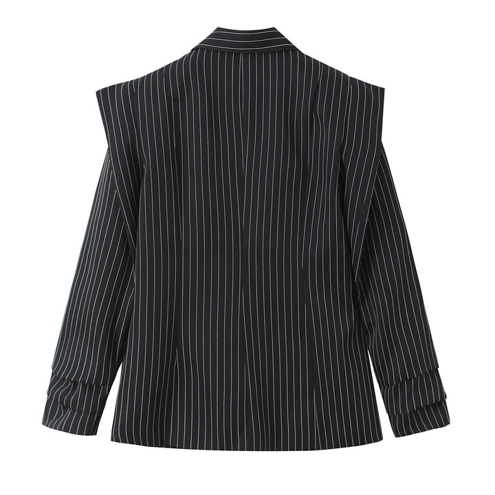 Damen Zweireihiger Oversize-Blazer mit markanten Schulterpolstern und Nadelstreifen Echo Archiv
