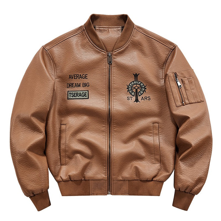 Herren Modische Kunstleder-Bomberjacke mit Taschen Echo Archiv