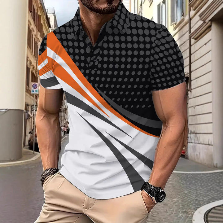Herren Sportliches Poloshirt mit dynamischem Grafikdesign Echoarchiv