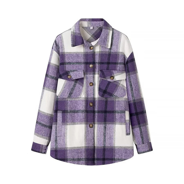 Damen nan kariertes Overshirt im Shacket‑Stil mit aufgesetzten Brusttaschen Echo Archiv