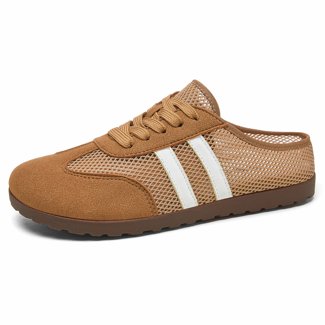 Damen nan atmungsaktive Slip-On Mule-Sneaker mit Mesh-Oberteil und Velourslederbesatz Echo Archiv