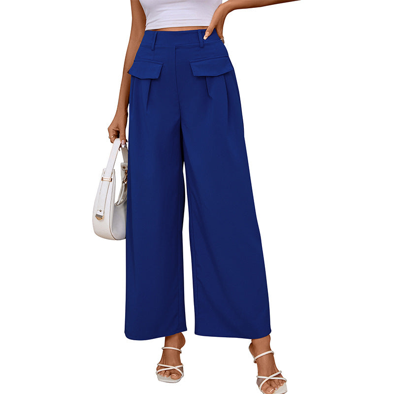 Damen Elegante High-Waist Culotte‑Palazzohose mit Bügelfalte und Klappentaschen Echoarchiv